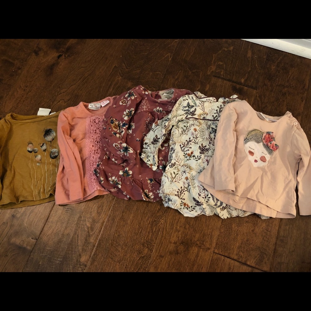 Set of 5 girls 3-6mo shirts